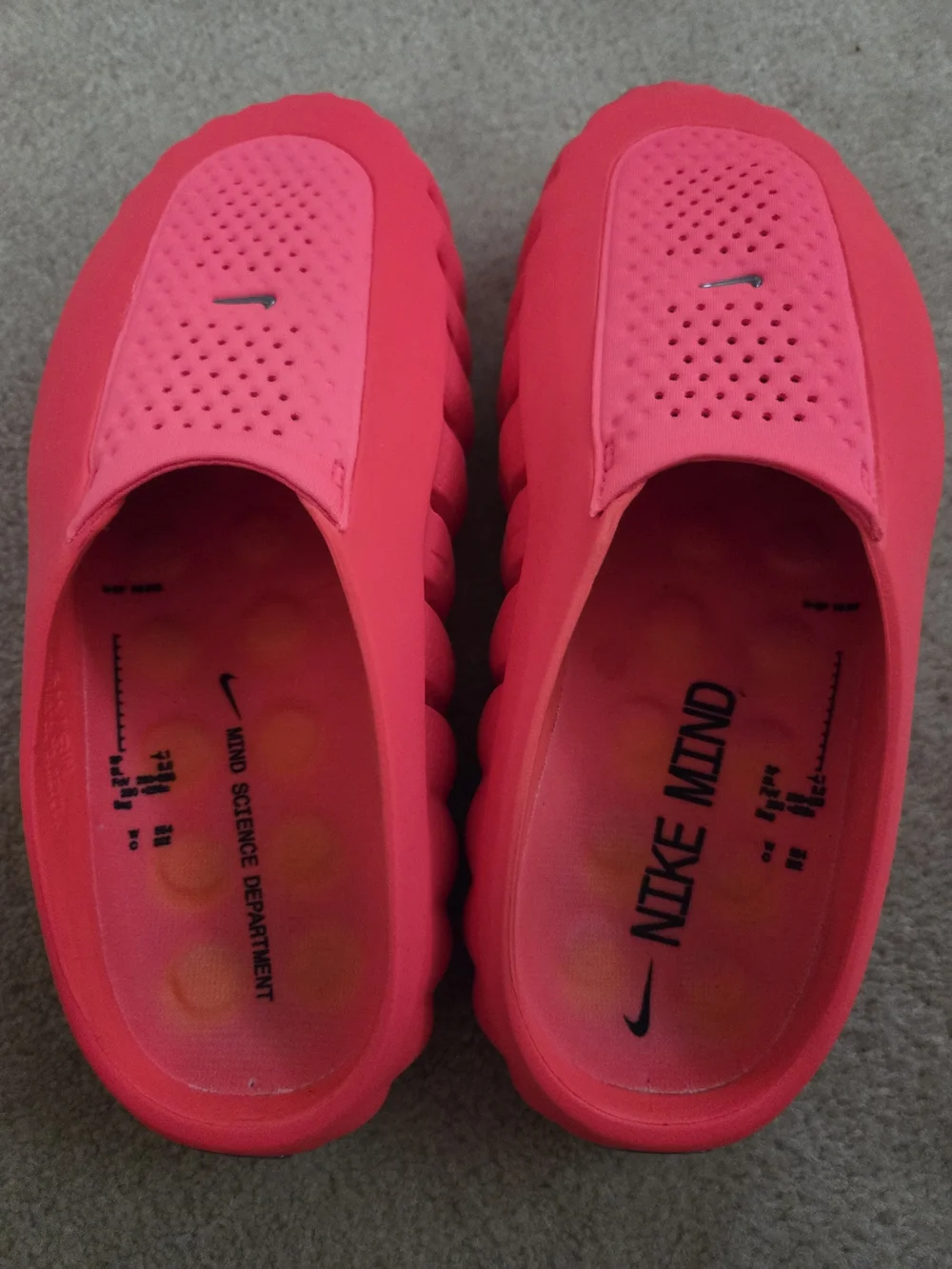 Nike Mind 001 Solar Red Slides Mens 8/Womens 9